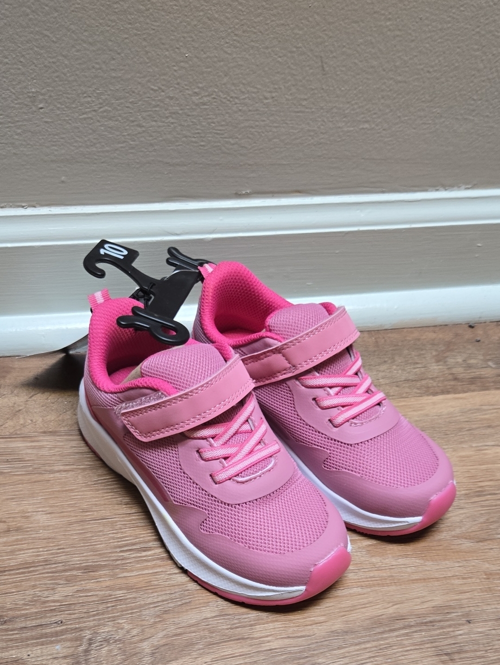 Kids Pink Athletic Sneakers with Hook-and-Loop Strap Sz 10 Toddler